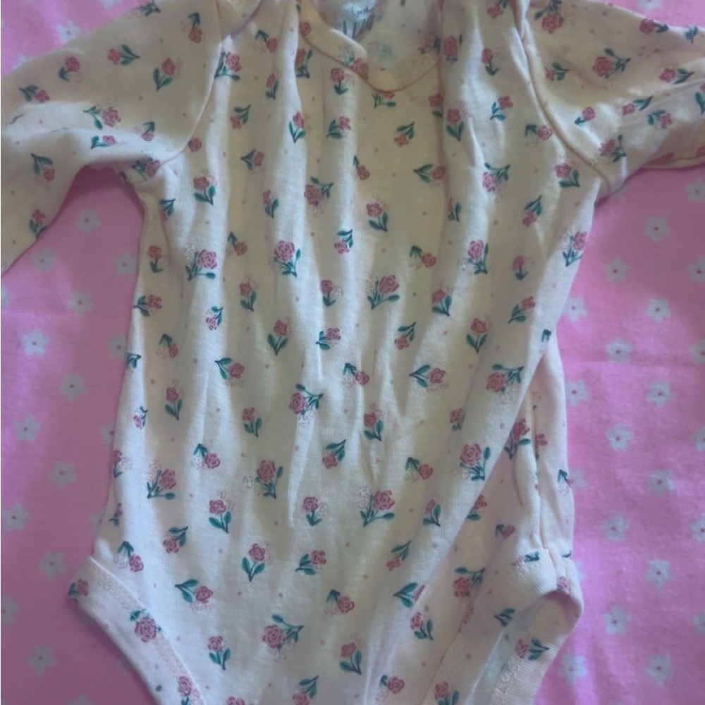 Floral Long Sleeve Baby Onesie